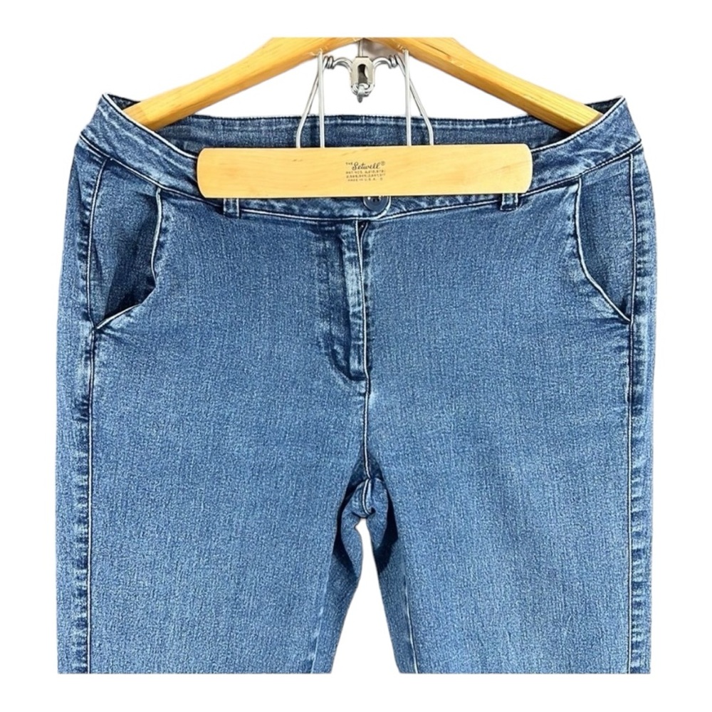 Woolrich Vintage Stretch Bootcut Button Tab Trouser Style Jeans Size 10 Petite - Picture 3 of 6